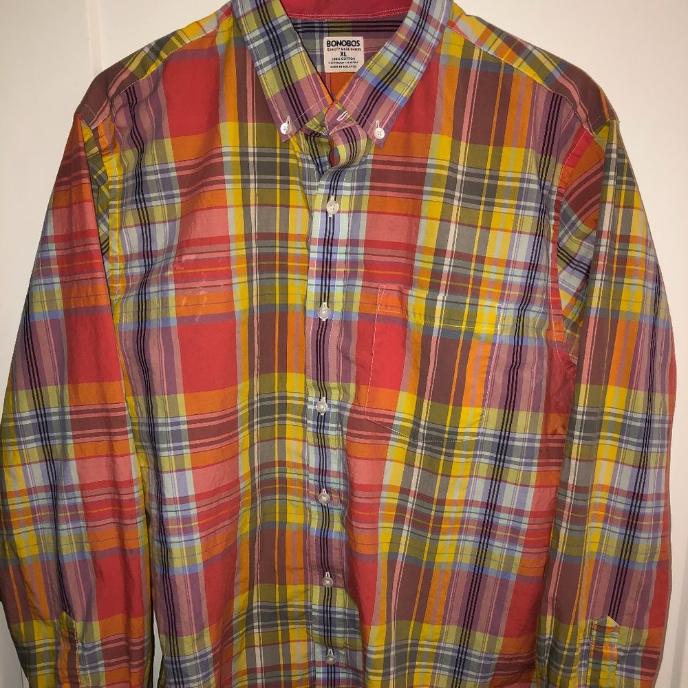 Bonobos plaid long sleeve shirt sz XL EUC